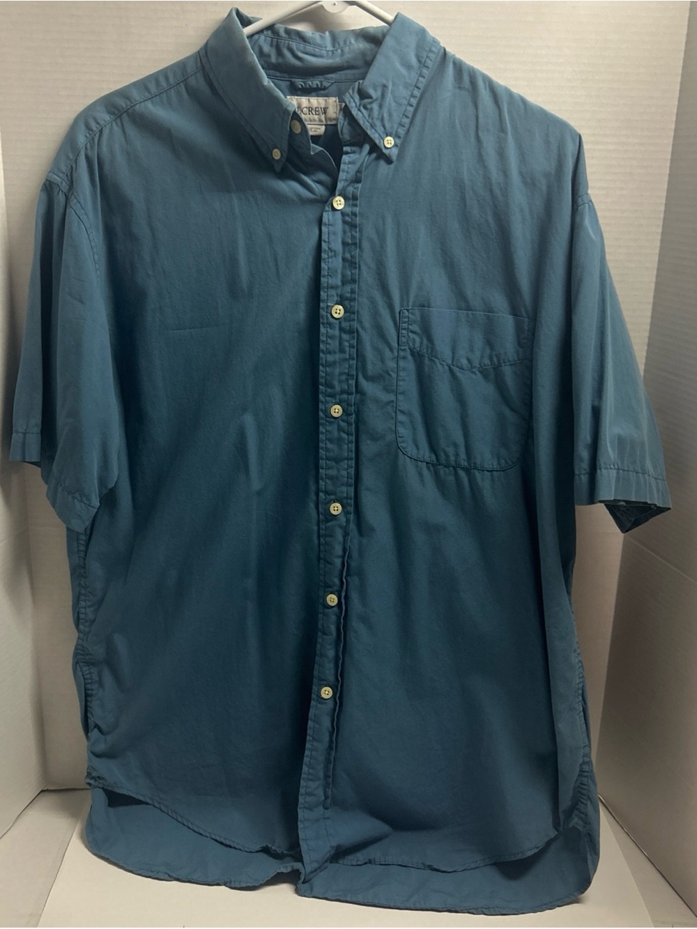 J.Crew Shirt Mens Size Medium Blue Button Cotton Short Sleeve Vintage